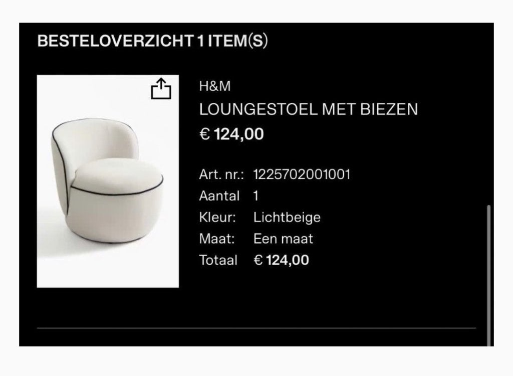 Fauteuil H&M, Ophalen, Stof, 75 tot 100 cm, Zo goed als nieuw