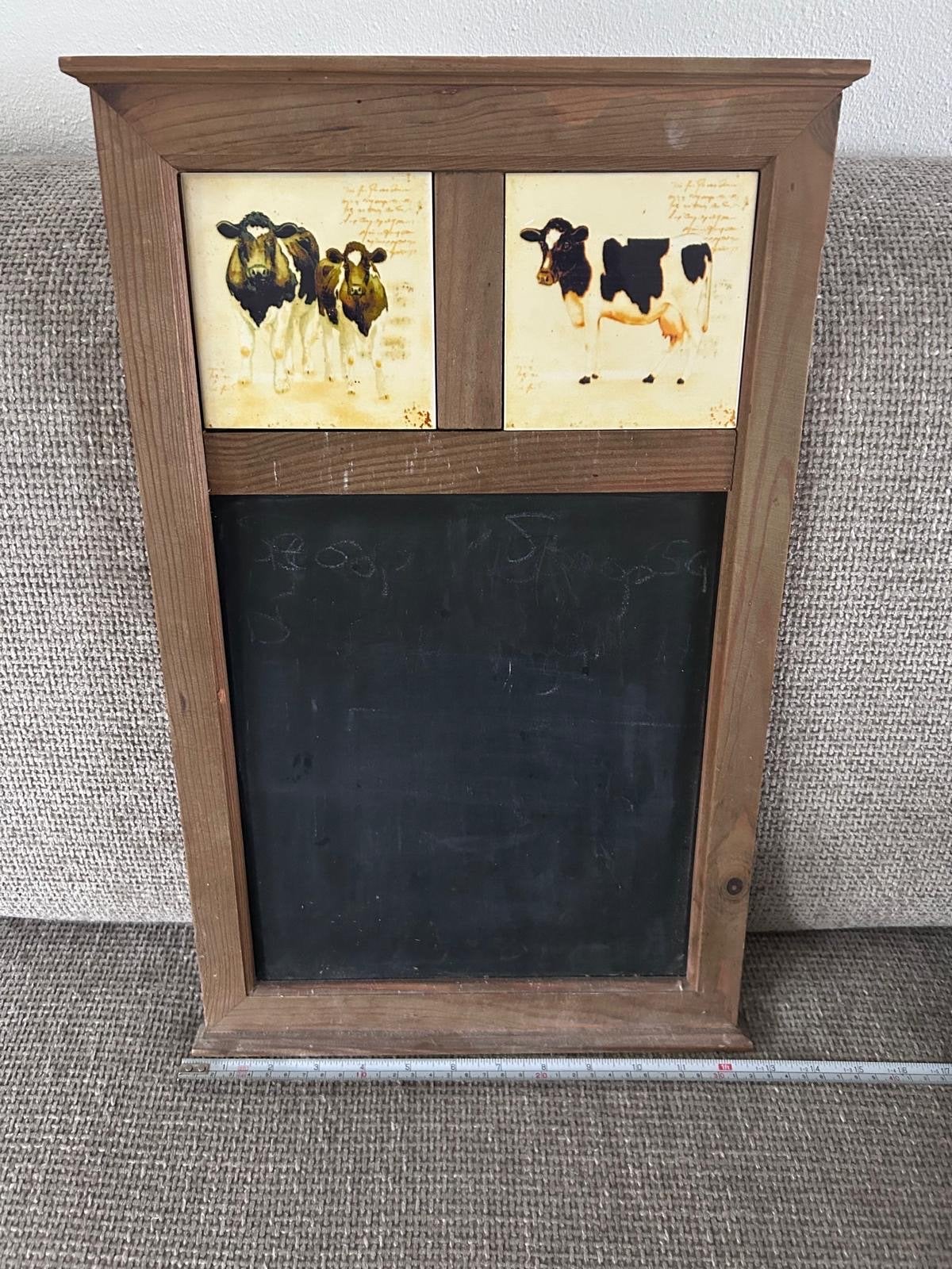 Houten krijtbord met koeien tegels koe Landelijke stijl, Hout, Ophalen of Verzenden, Bruin, Landelijk