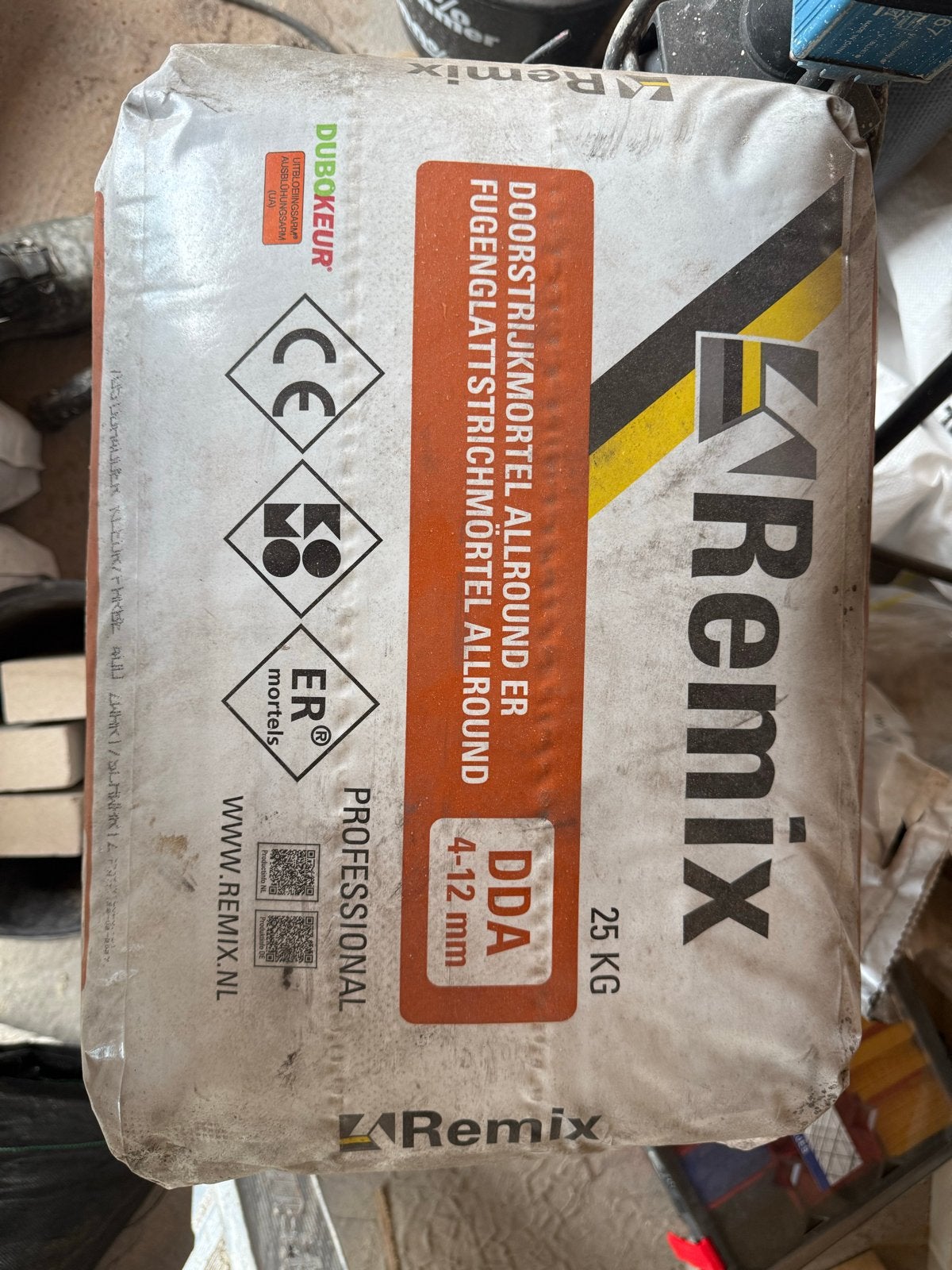 Remix Doorstrijkmortel Allround ER DDA 4-12 mm 25 KG, Doe-het-zelf en Verbouw, Ophalen, Nieuw