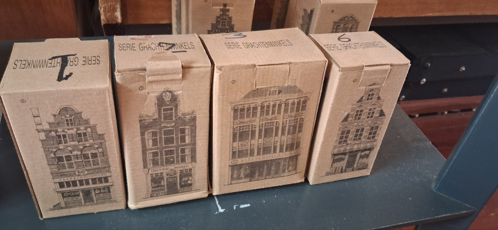 Verzamaling stenen grachtenhuizen en grachtenwinkels, Ophalen of Verzenden