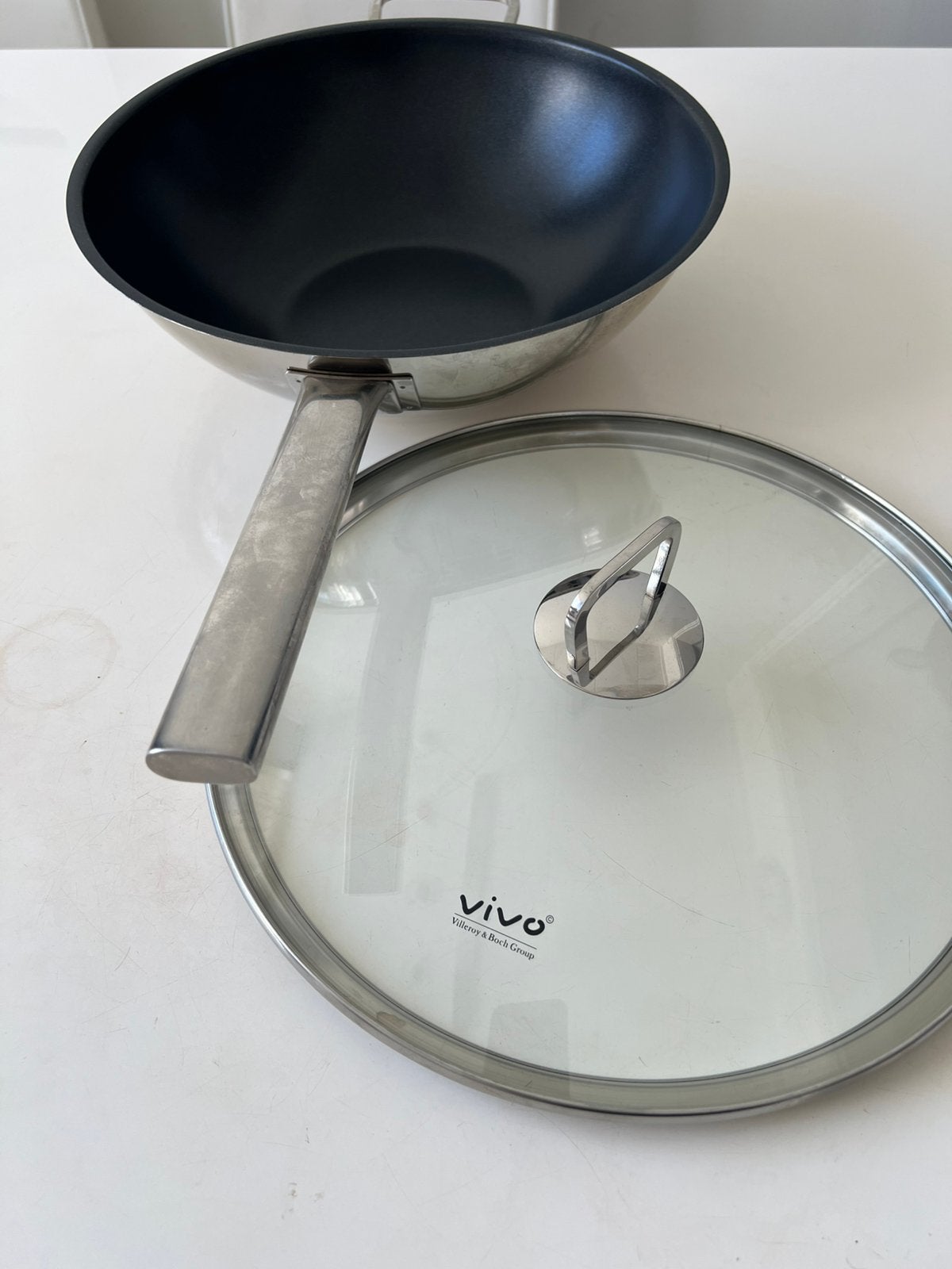 Vivo Villeroy & Boch wokpan met glazen deksel, Ophalen of Verzenden, Wok