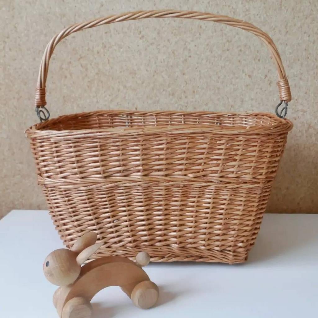 Vintage rieten fietsmand, Gebruikt, Mand, Ophalen of Verzenden, Riet