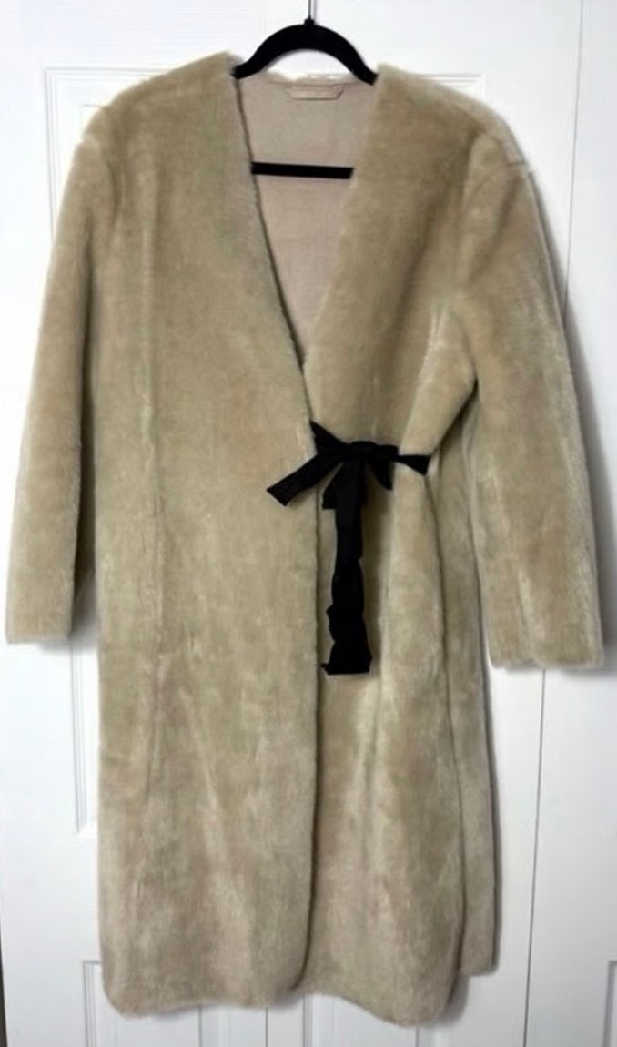 H&M Fut coat inside suede, Kleding | Dames, Ophalen of Verzenden, Zo goed als nieuw, Maat 38/40 (M), Beige