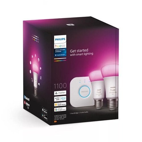 Philips Hue Color 2x E27 & Bridge Starterset 1100 lumen NEW, Ophalen of Verzenden, Nieuw, E27 (groot), Led-lamp