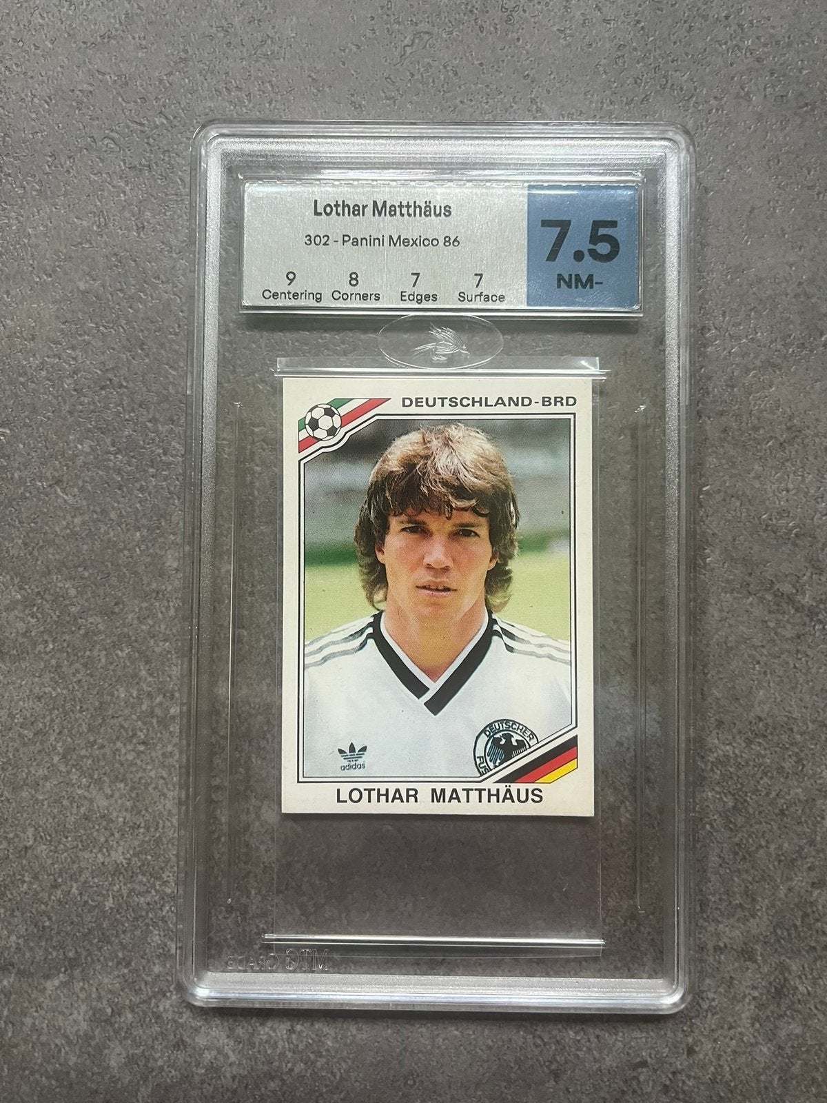 Panini WK 1986 Lothar Matthaus MTG 7.5 Beoordeeld, Verzenden, Zo goed als nieuw, Plaatje