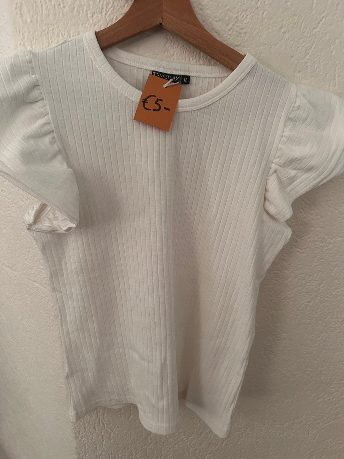 Wit geribbeld shirt van Twoday, Ophalen of Verzenden, Zo goed als nieuw, Wit, Korte mouw