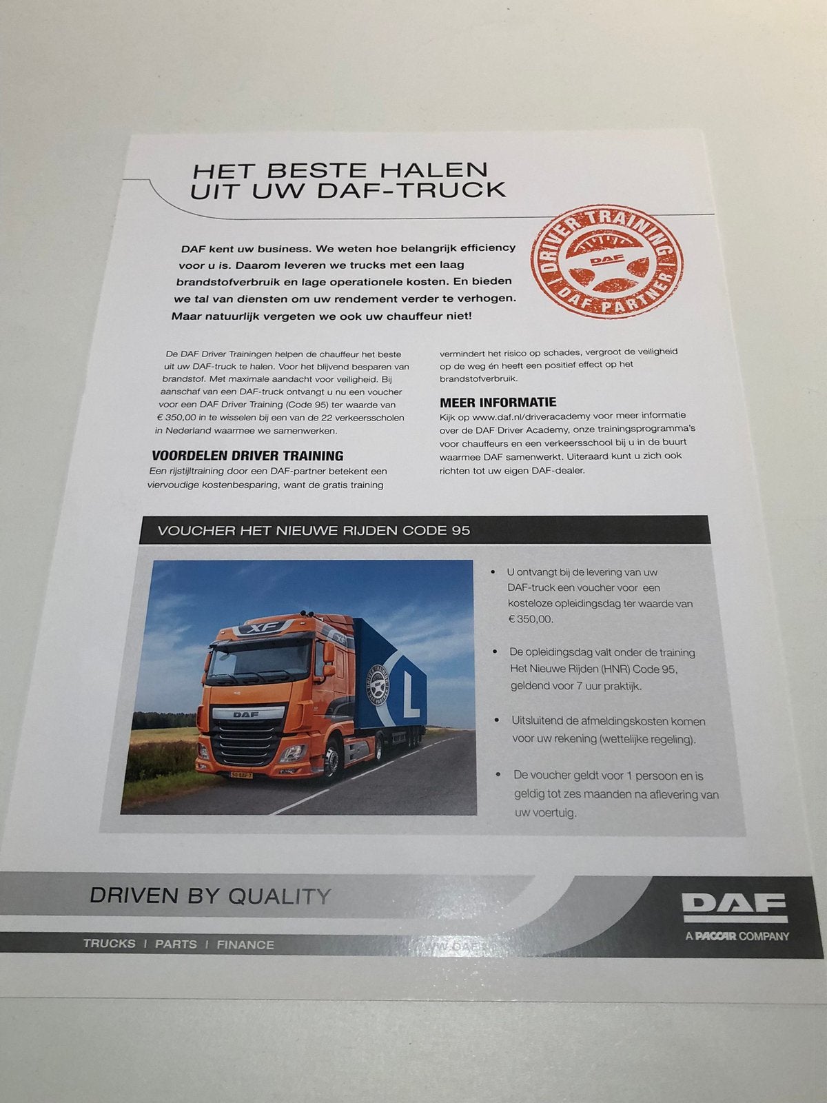 Folder DAF Driver Training, Ophalen of Verzenden, Zo goed als nieuw, Overige merken