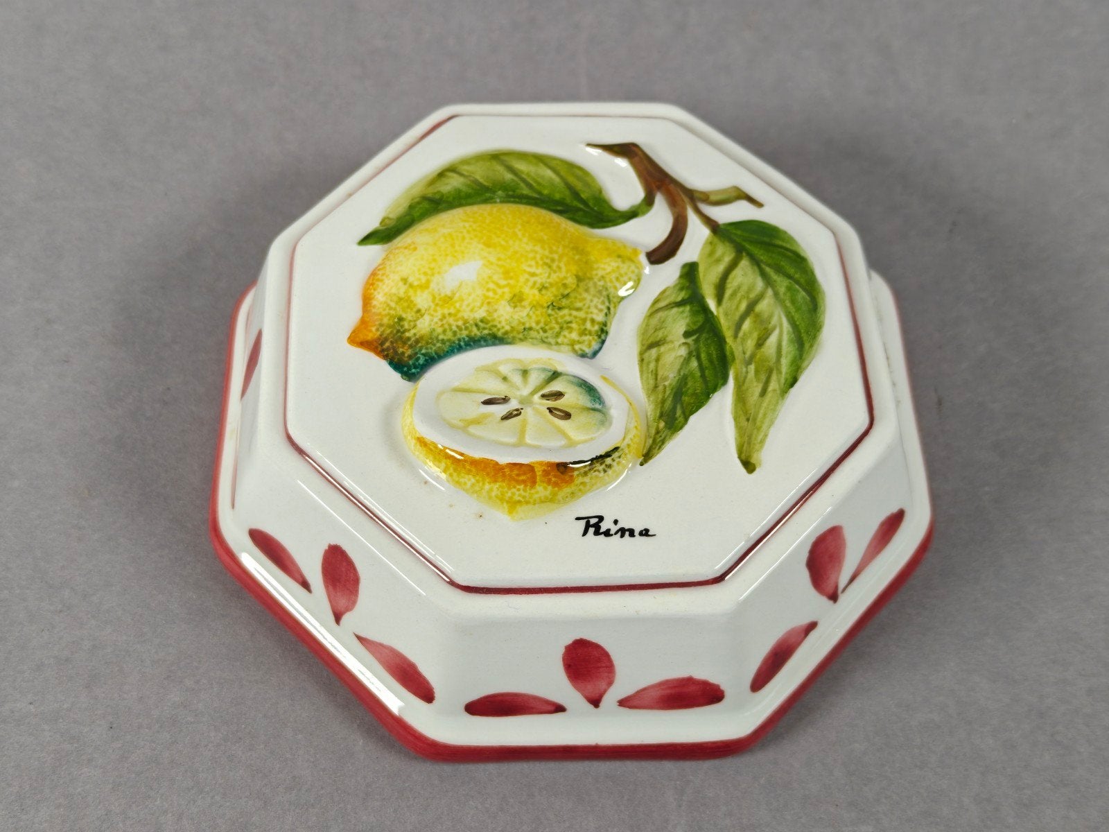 Vintage Bassano keramiek puddingvorm met citroen, Ophalen of Verzenden, Gebruikt