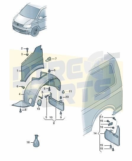 Volkswagen Transporter T6 07/15-12/24 Portier 2 deurs 7E1857