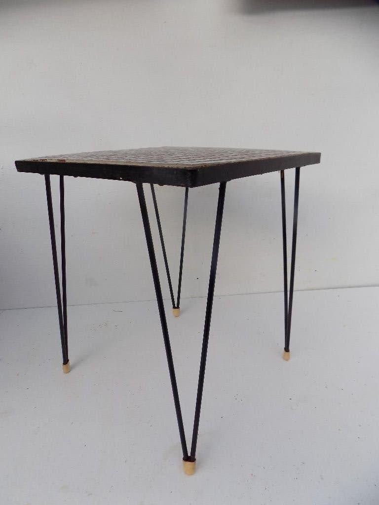 Vintage mozaïek tafel 1950 1960 retro, Ophalen, Minder dan 45 cm, Minder dan 55 cm, Gebruikt