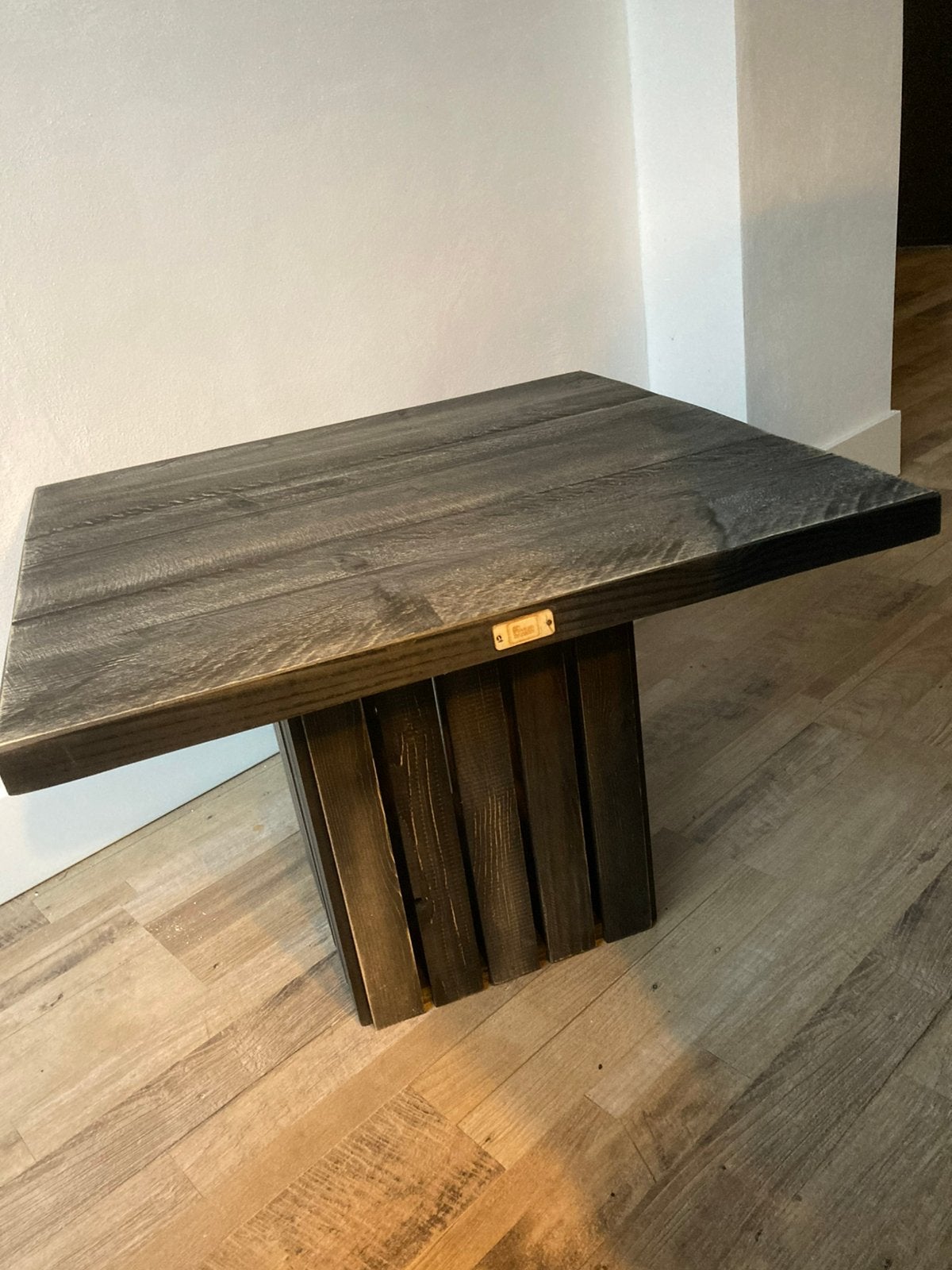 Steigerhouten salontafel exclusief model, Ophalen, Zo goed als nieuw, Vierkant, 50 tot 100 cm