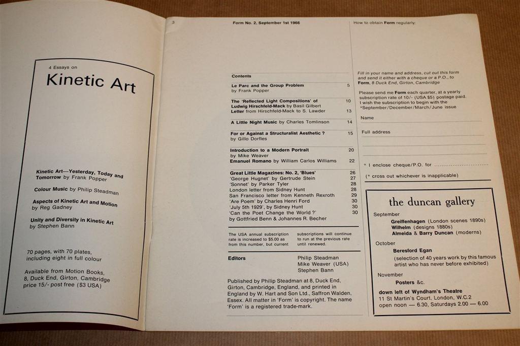 Form Nr. 2 [1966] — Over Kinetische Kunst & Poëzie —Zeldzaam, Ophalen of Verzenden, Gelezen
