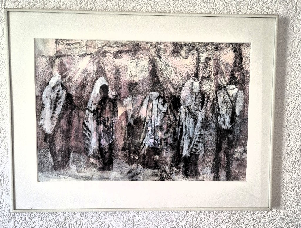 Ets of litho, Ophalen, 62 cm, Ingelijst, 46 cm