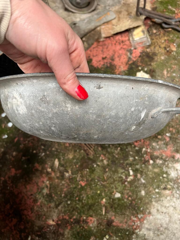 Vintage Zinken Wastobbe - Brocante Waskom, Ophalen