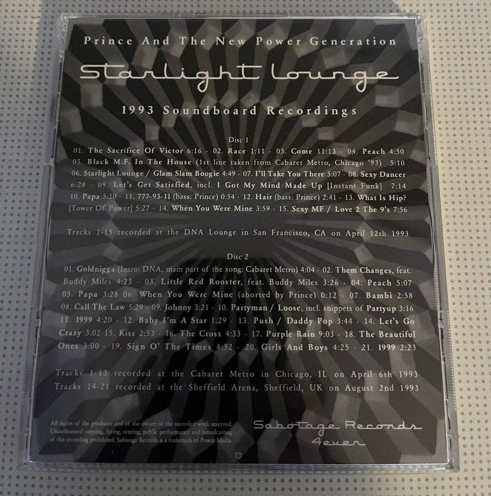 Prince - Starlight Lounge 2CD 1993 (Frisco Aftershow) 2CD, Import, Live-album, Nieuw in verpakking, Verzenden