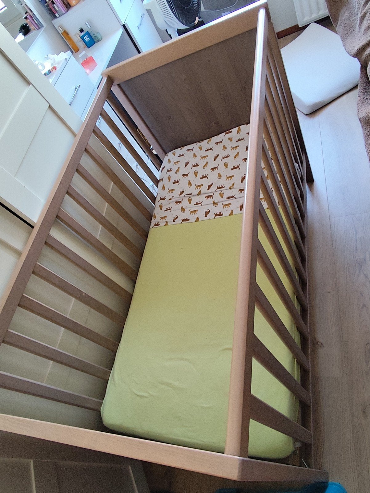 IKEA Ledikant met Matras, Kast en Schommelstoel, Ophalen, Gebruikt, 70 tot 85 cm, 140 tot 160 cm