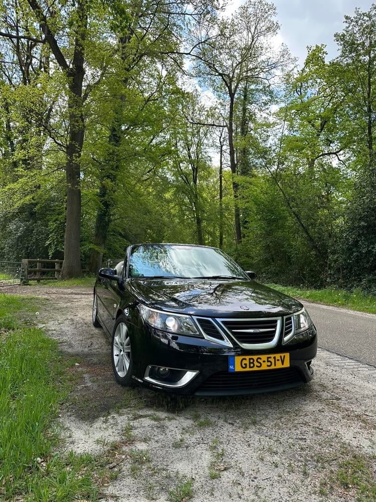 Saab 9-3 Cabrio Aero 2.8T V6 Automaat, Auto's, Saab, 1700 kg, Cabriolet, 4 stoelen, Zwart