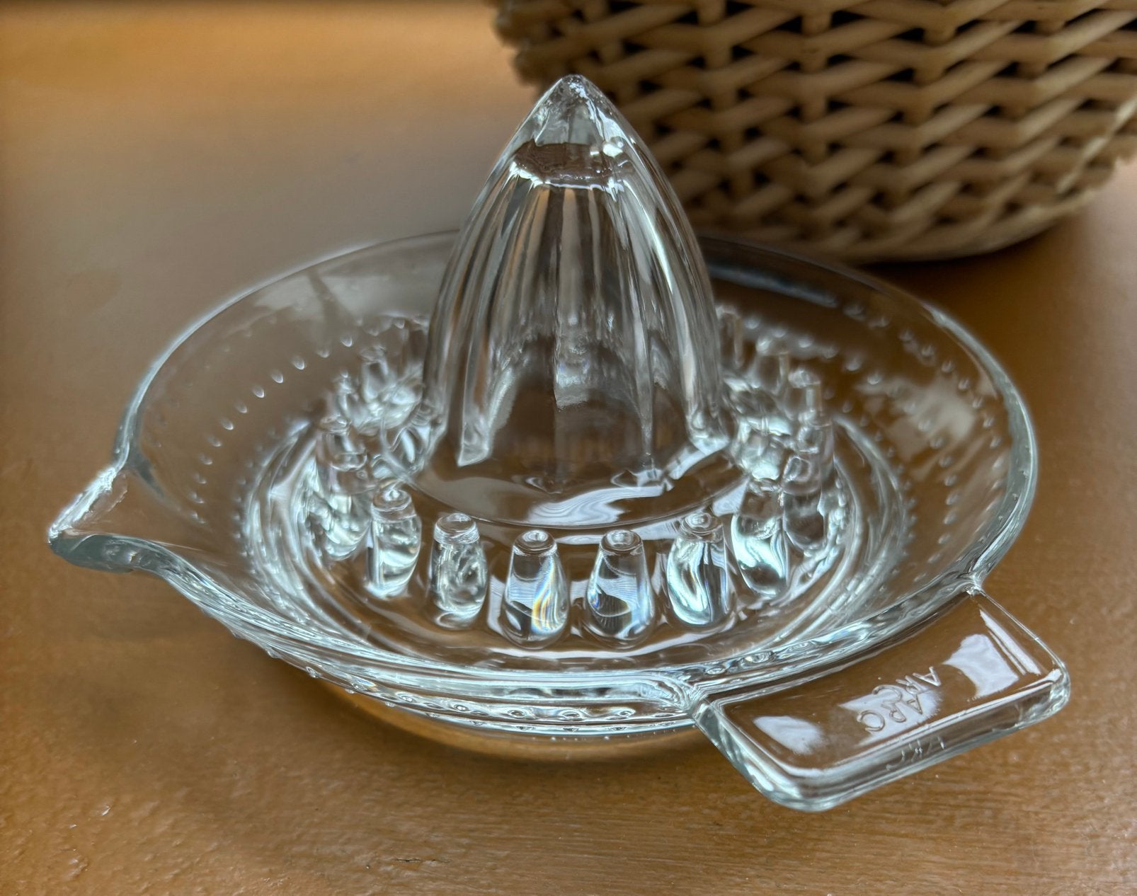 Vintage glazen hand citruspers ARC, Antiek en Kunst, Ophalen of Verzenden