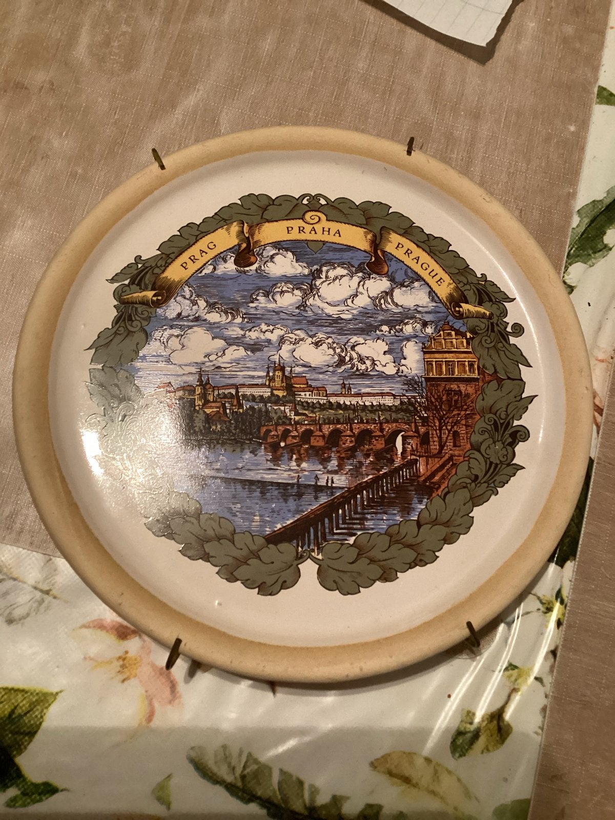 Decoratief Wandbord Praag - Vintage Souvenir, Meerkleurig, Steen/keramiek, Ophalen of Verzenden, Zo goed als nieuw