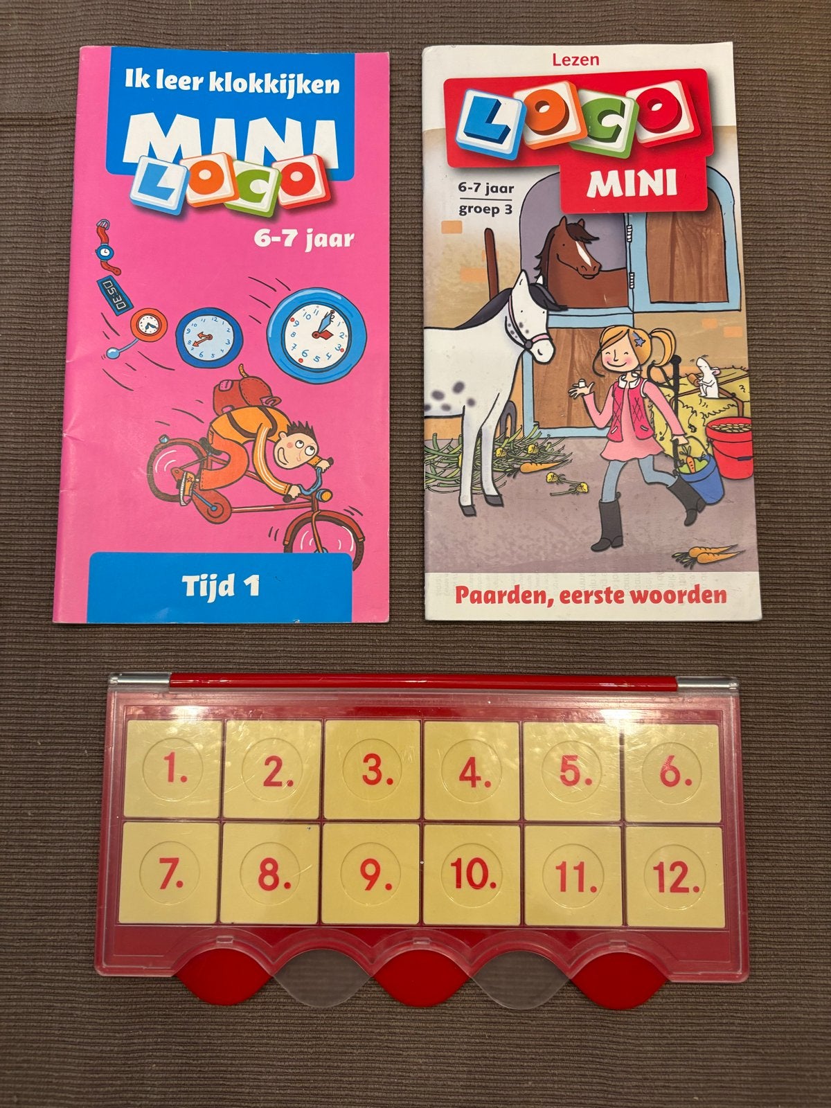 Mini Loco set: Ik leer klokkijken & Paarden, eerste woorden, Ophalen of Verzenden, Zo goed als nieuw, Puzzelen