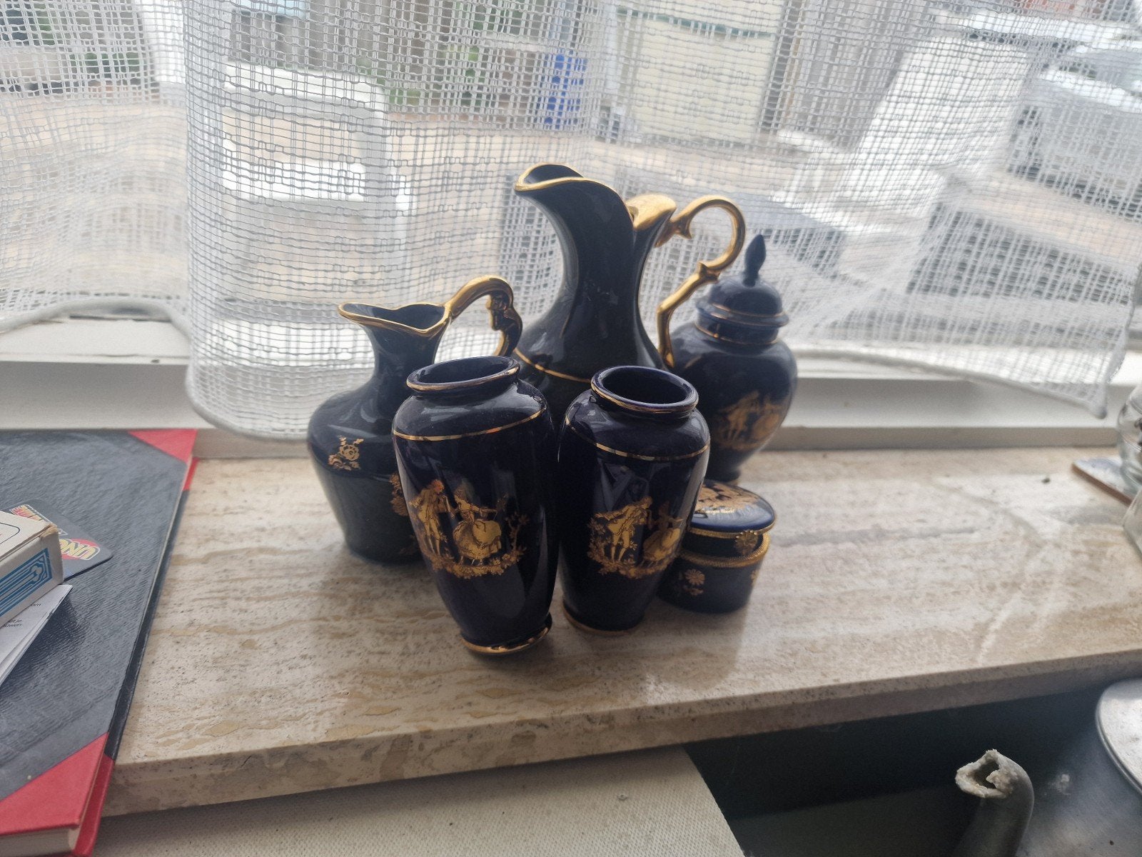 Limoges Castel 22K Goud Kobaltblauw Porseleinen Set, Ophalen of Verzenden