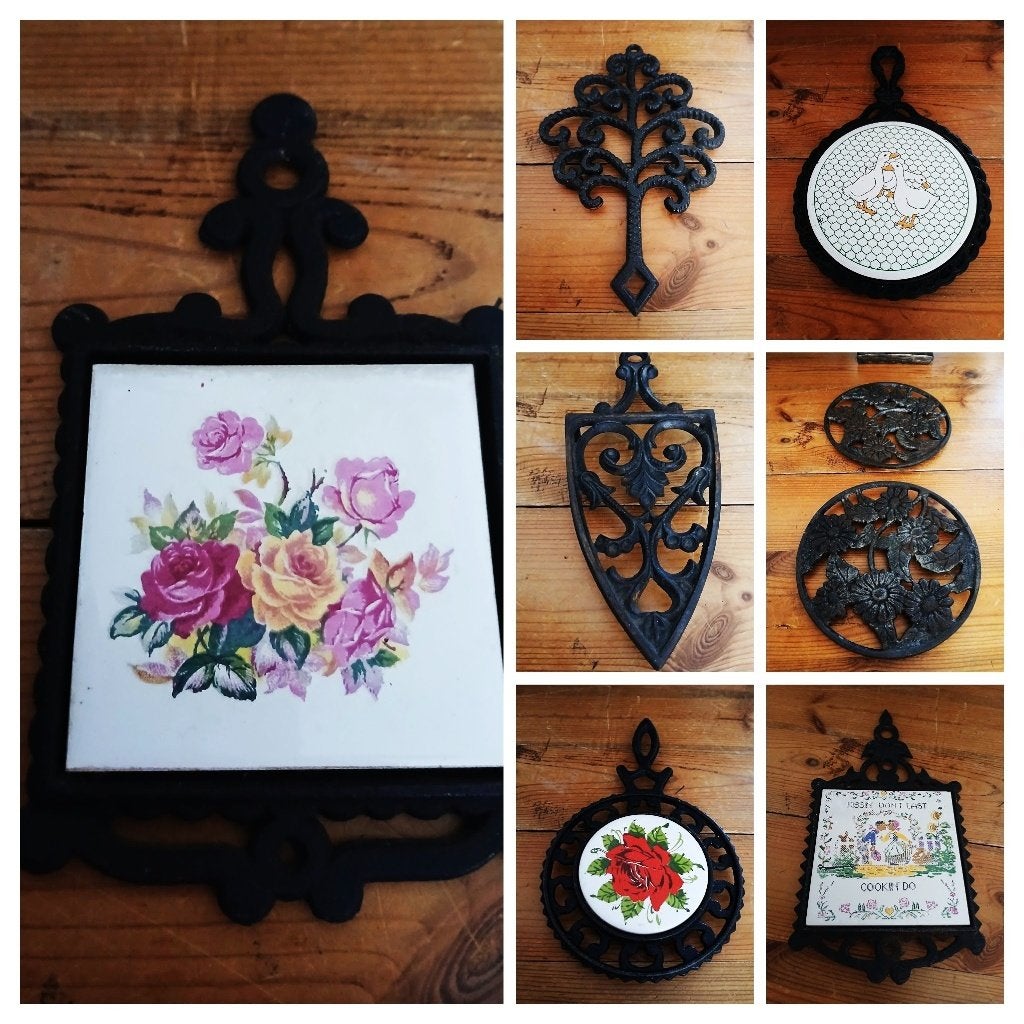 Brocante onderzetters gietijzer diversen soorten strijkijzer, Ophalen of Verzenden