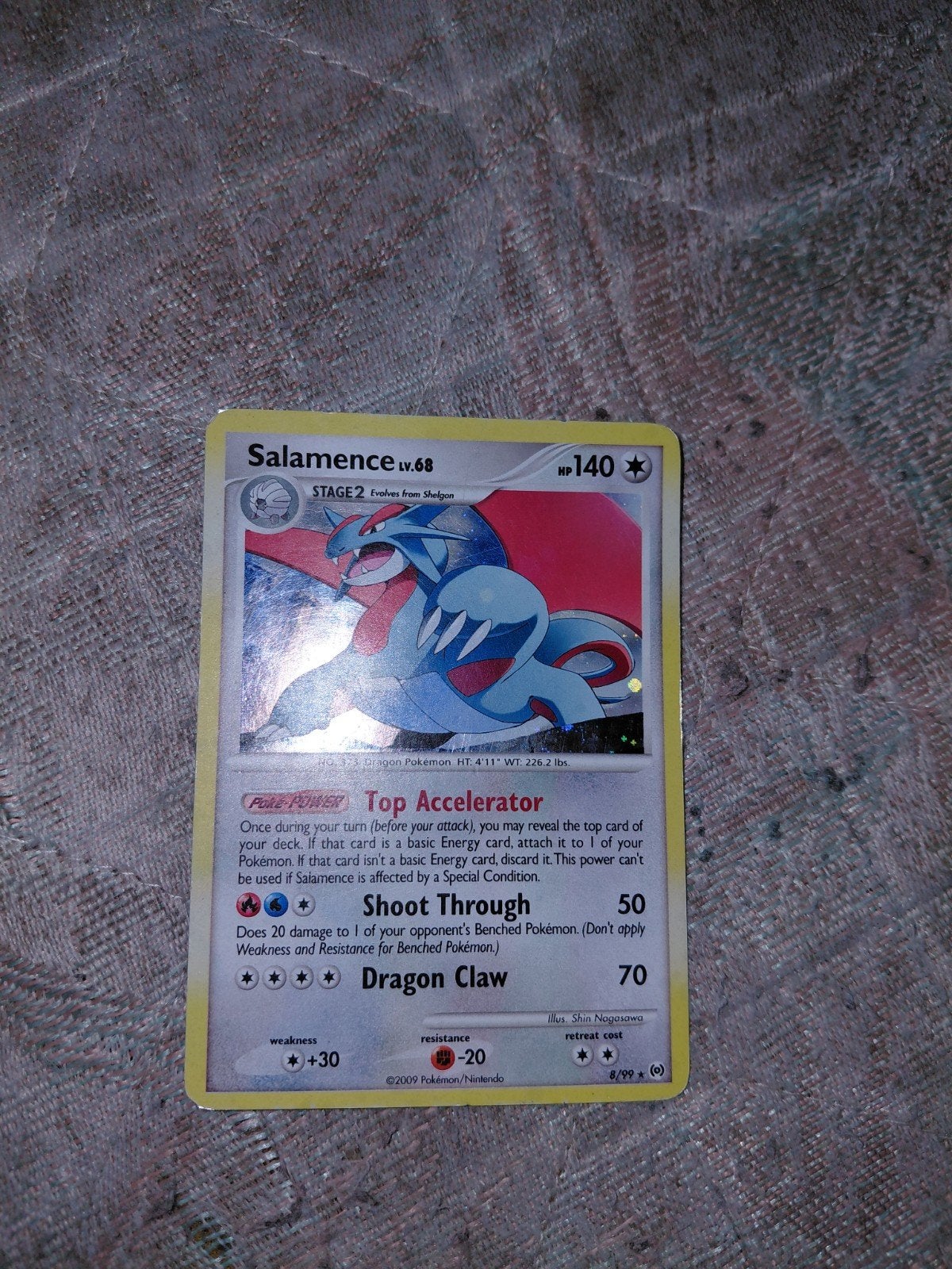 Salamence holo - kaart 8/99 uit 2009, Ophalen of Verzenden, Zo goed als nieuw, Losse kaart, Foil