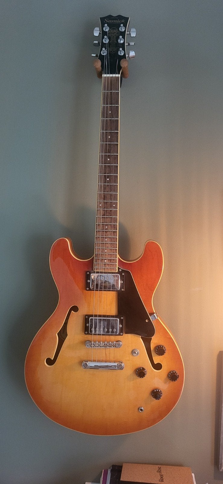 Samick SAN450 Semi-Hollow Body Elektrische Gitaar, Ophalen of Verzenden, Gebruikt, Semi-solid body, Overige merken