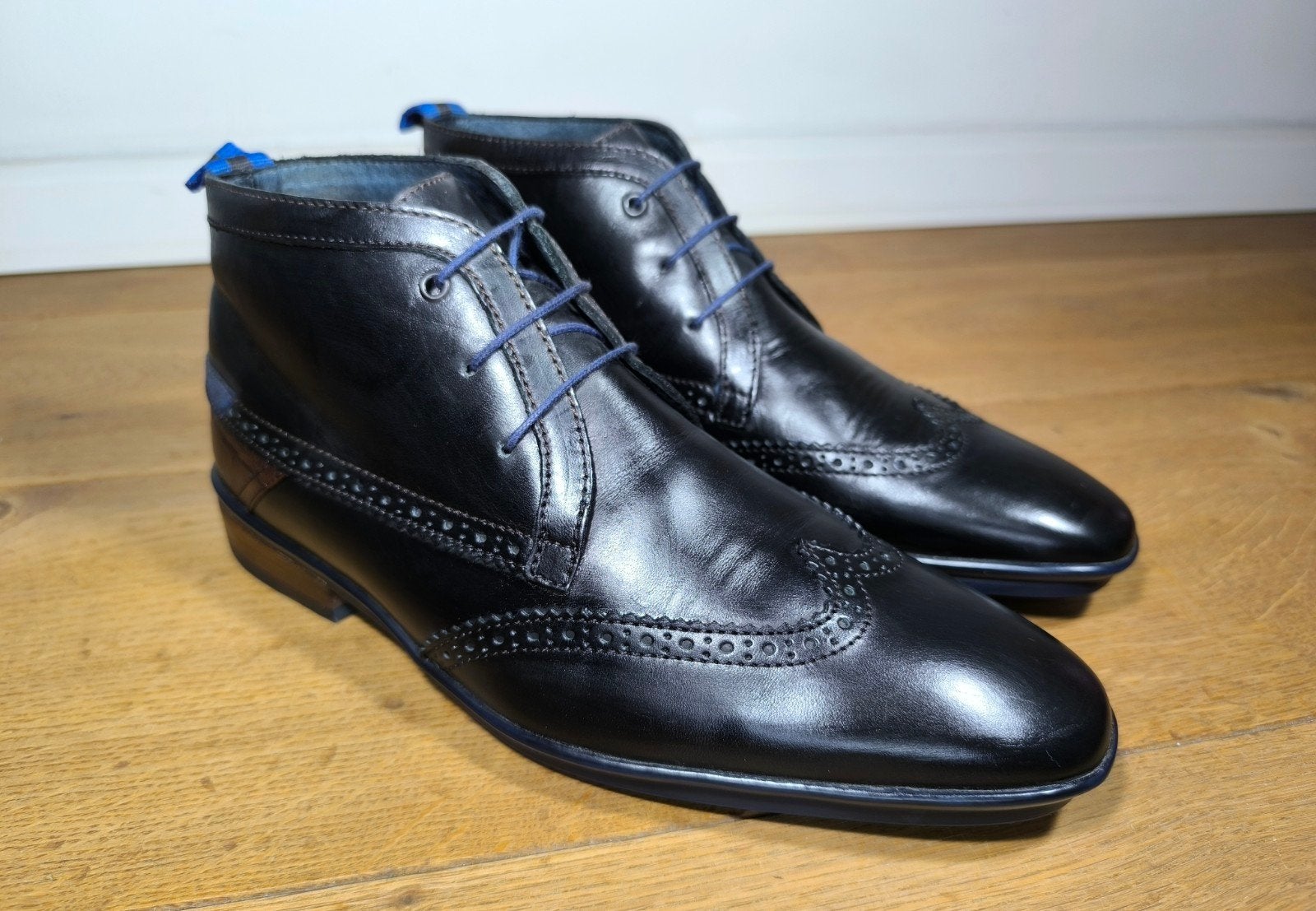 Floris van Bommel halfhoge herenschoenen maat 8,5 / 42,5, Ophalen, Zwart, Floris van Bommel, Zo goed als nieuw
