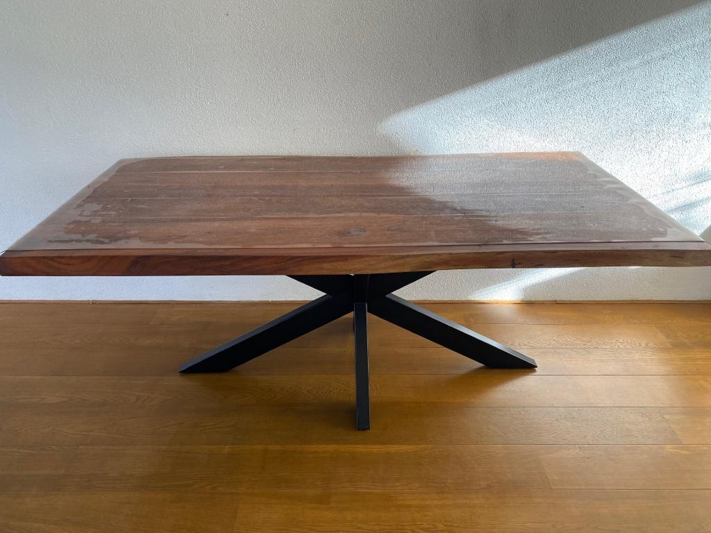 Eettafel Yogesh Acacia 200, Huis en Inrichting, Tafels | Eettafels, Ophalen, Gebruikt, 200 cm of meer, 50 tot 100 cm