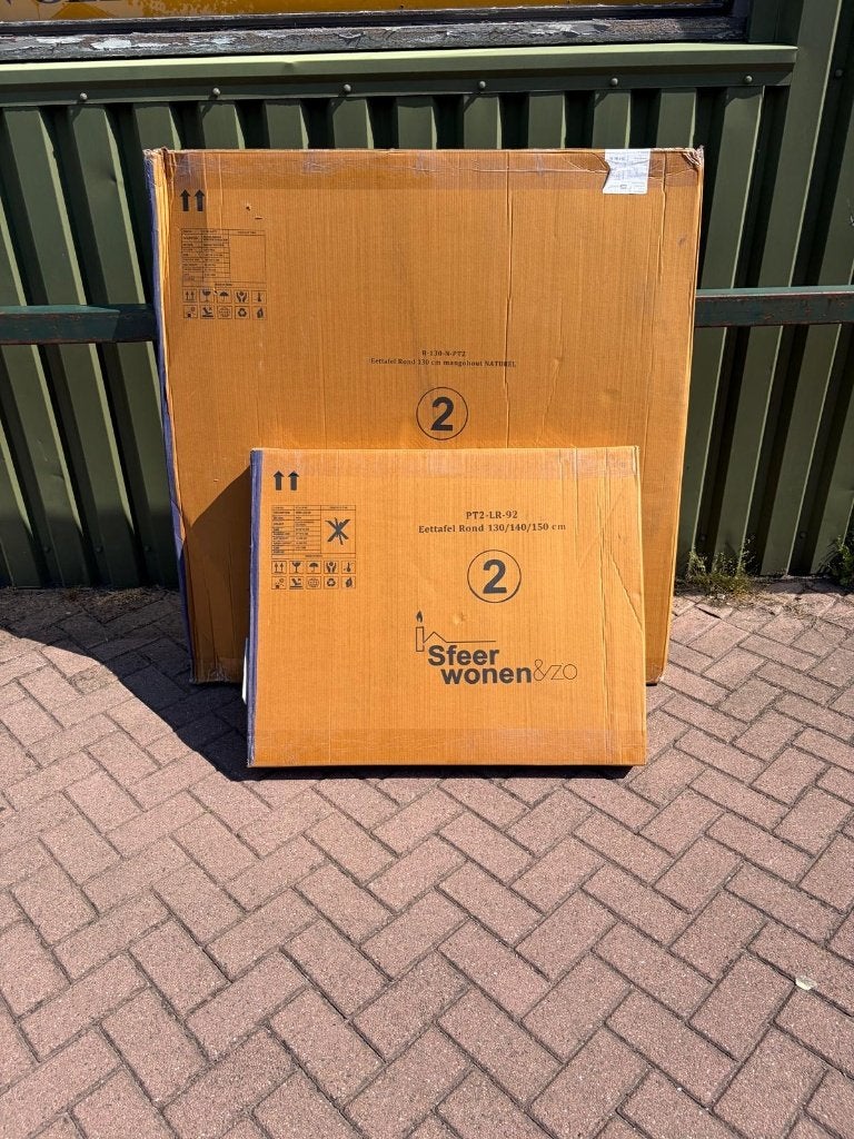 Eettafel rond Edwin Mangohout Naturel, Huis en Inrichting, Tafels | Eettafels, Ophalen, Rond, Nieuw, Overige houtsoorten