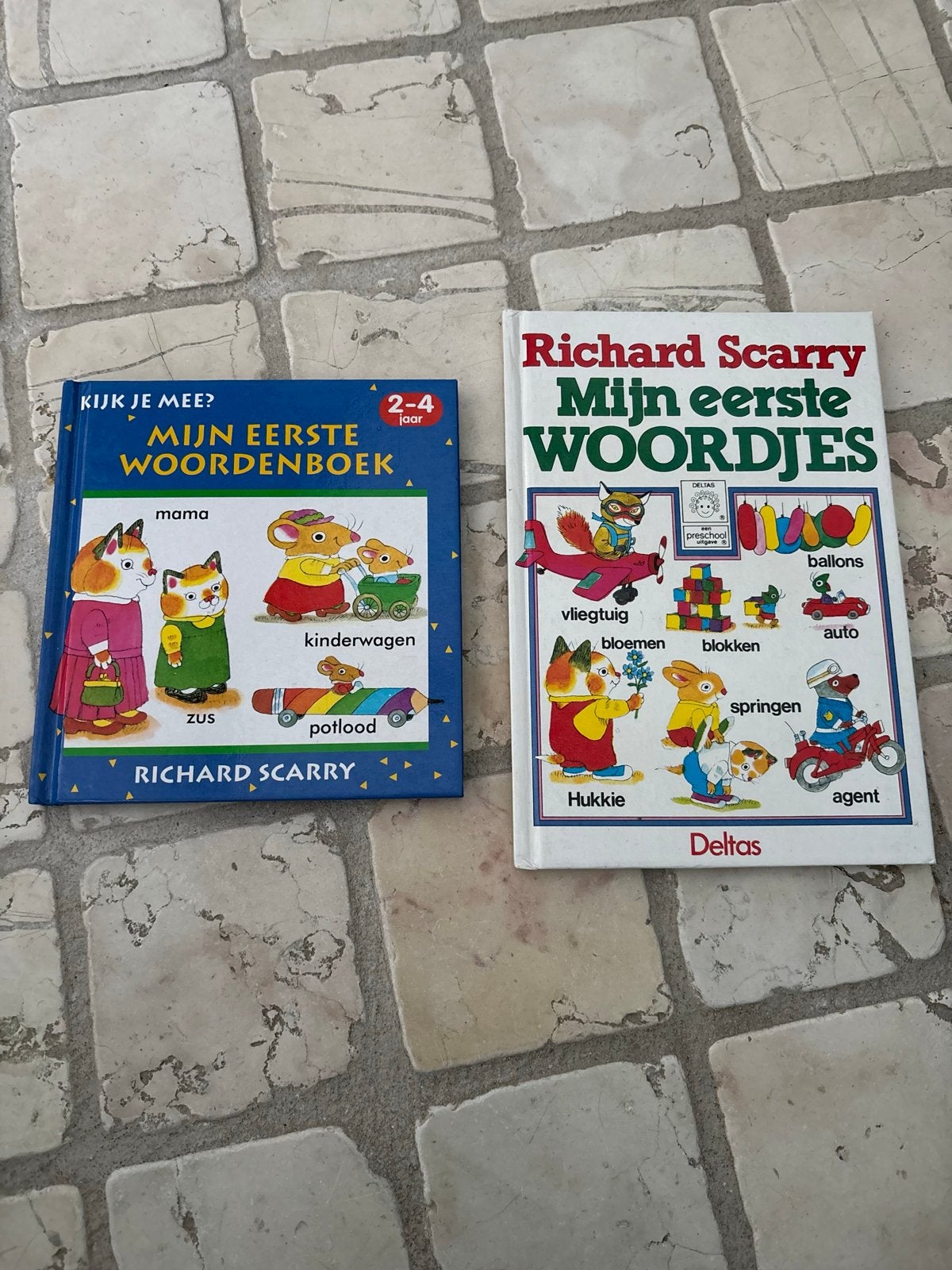 Richard Scarry: Mijn Eerste Woordenboek & Woordjes (2 boeken, Ophalen of Verzenden, Gelezen, Uitklap-, Voel- of Ontdekboek, 2 tot 3 jaar