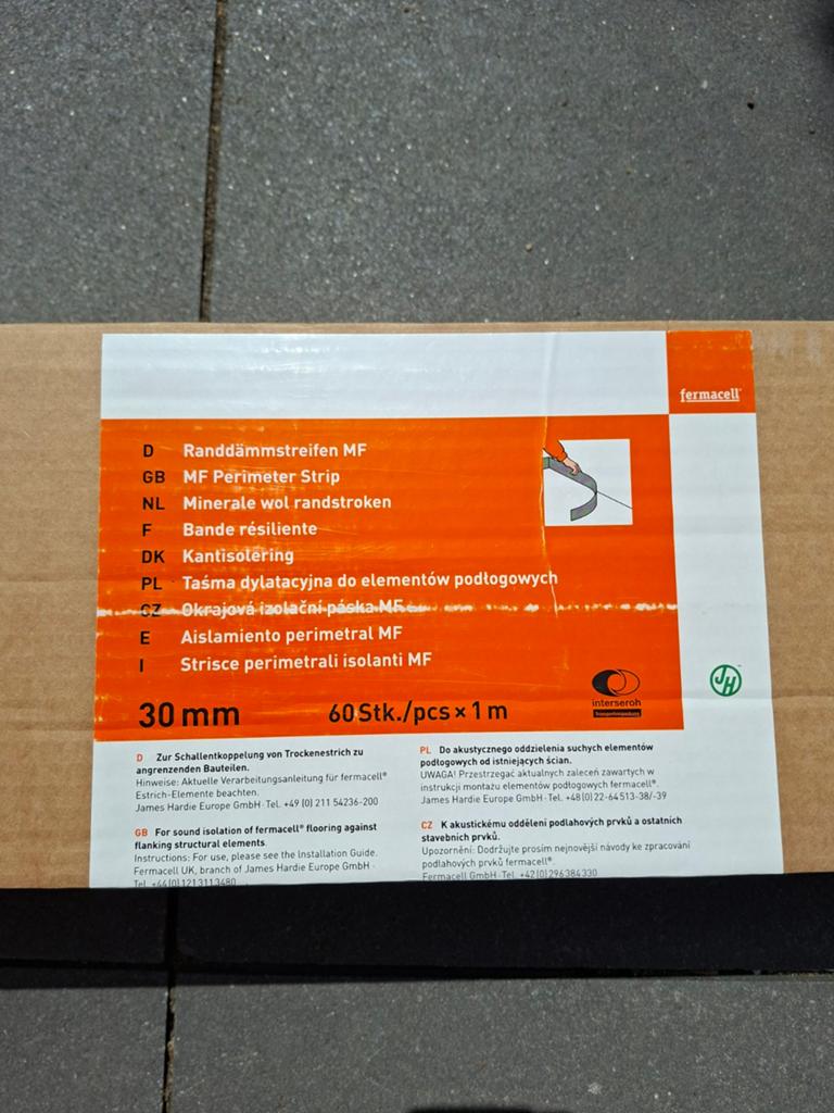 Fermacell Minerale Wol Randstroken 30mm - 45 stuks, Doe-het-zelf en Verbouw, Isolatie en Afdichting, Overige materialen, Nieuw