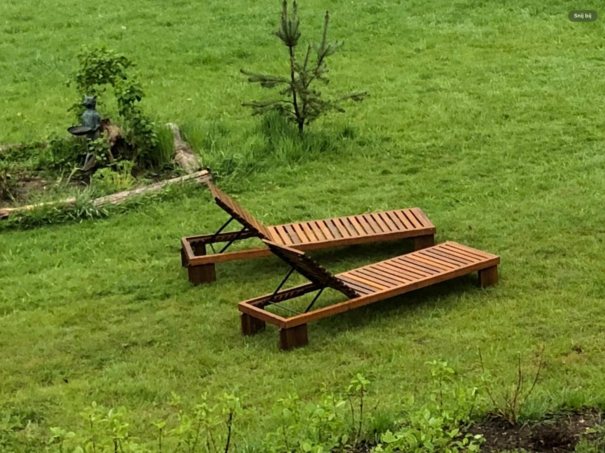 Teakhouten ligbed 200x62,5cm inclusief 2 soorten kussens, Tuin en Terras, Ophalen, Gebruikt, Teakhout