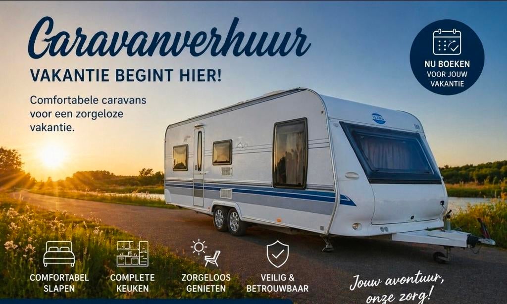 Te huur caravan Eriba, Hobby, Knaus en Wilk| Vakantieklaar, Caravans en Kamperen, Schokbreker, Tot en met 2, Bedrijf, 750 - 1000 kg