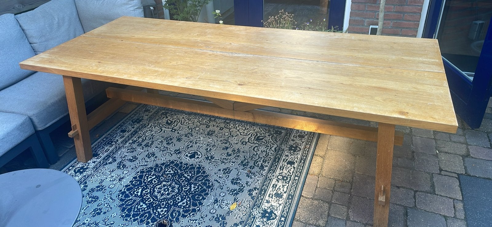 Robuuste eettafel!, Huis en Inrichting, Tafels | Eettafels, Ophalen, Gebruikt, 100 tot 150 cm, Eikenhout