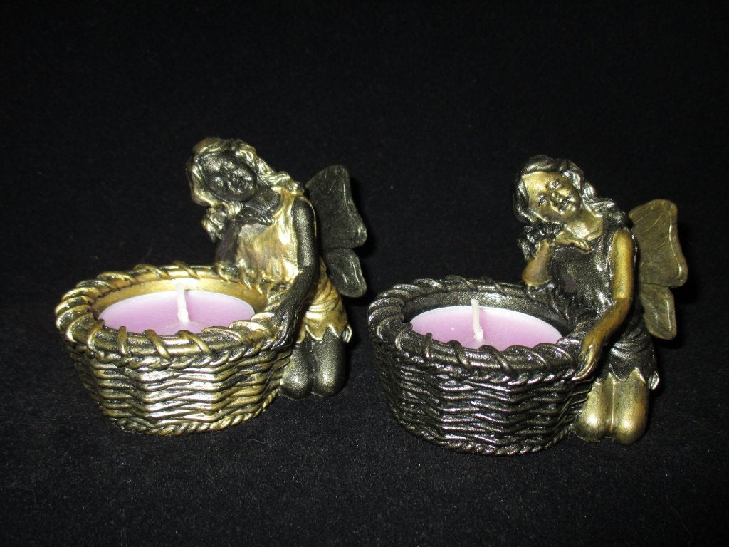 set Elfjes, luxe brons- & goud-kleur, 2 Waxinelicht beeldjes, Verzamelen, Overige Verzamelen, Nieuw, Ophalen of Verzenden