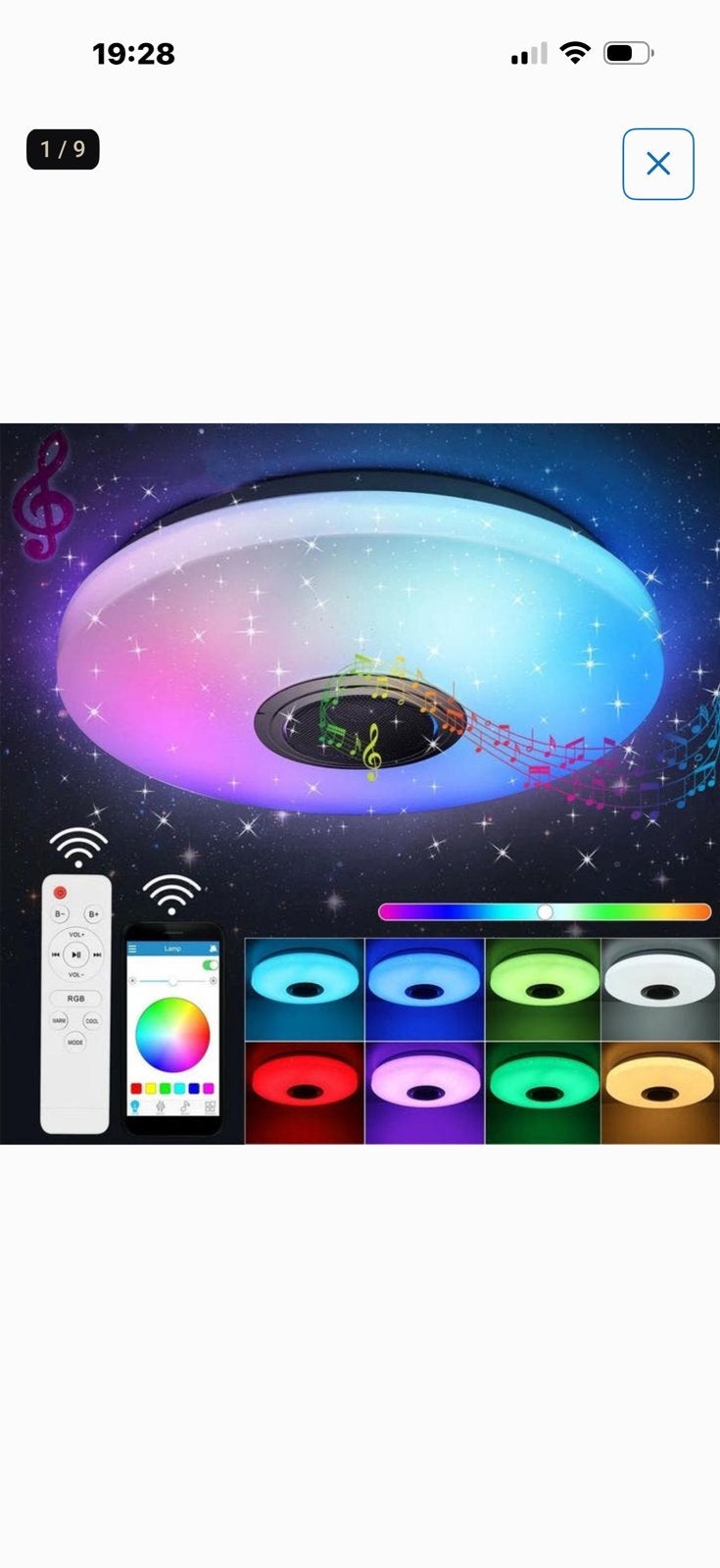 2x Plafondlamp met Bluetooth Speaker en Afstandsbediening, Ophalen of Verzenden, Nieuw, Kunststof