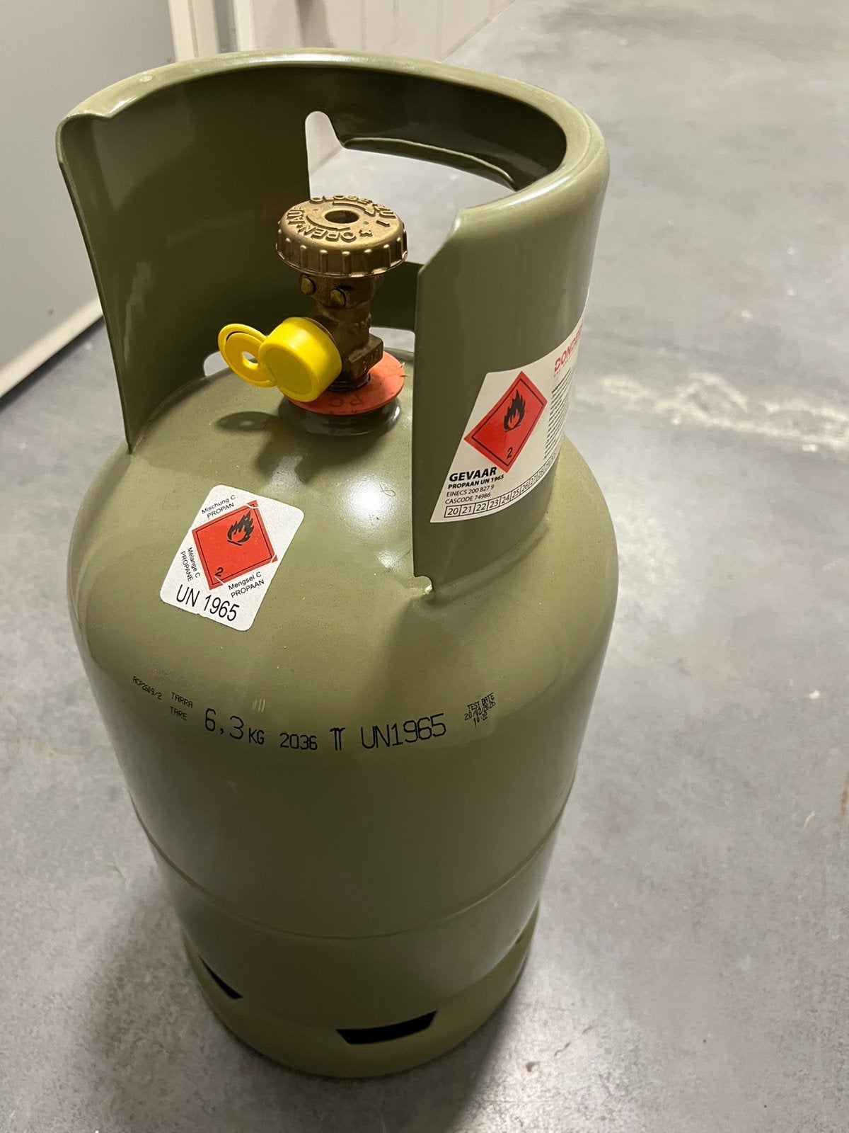 Gasfles propaangas, Ophalen, Nieuw