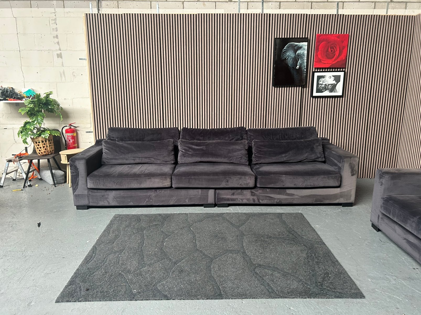 GRATIS LEVERING Set Banken Velvet Blauw 360X110 GEREINIGD, 300 cm of meer, Ophalen of Verzenden, Zo goed als nieuw, Rechte bank