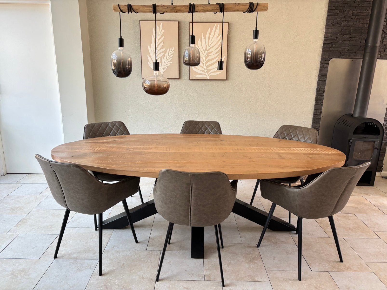 Ovale eettafel, Huis en Inrichting, Ophalen, Gebruikt, 100 tot 150 cm, 200 cm of meer