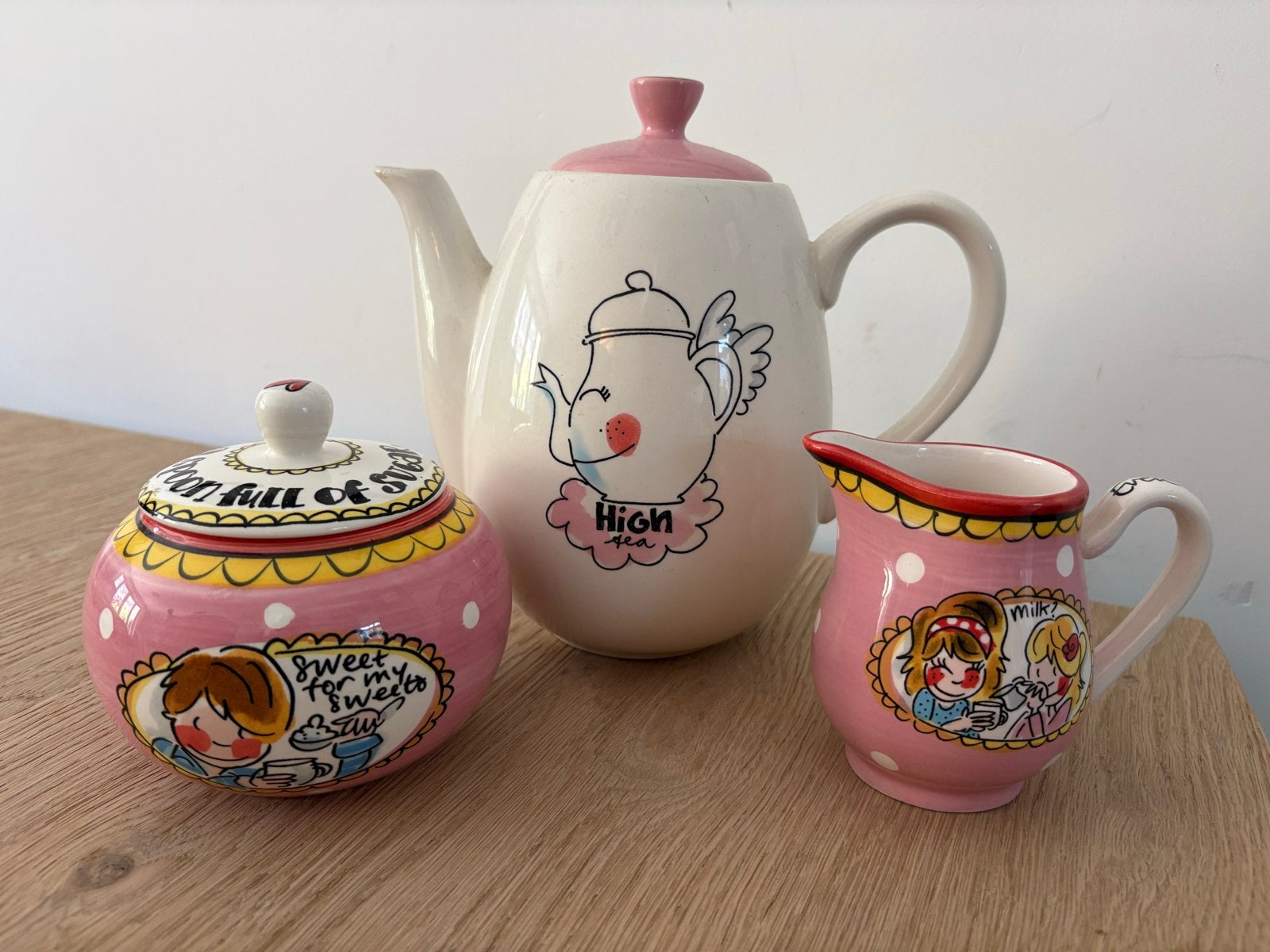 Blond Amsterdam theeset: theepot, suikerpot en melkkannetje, Ophalen of Verzenden, Zo goed als nieuw, Aardewerk, Overige typen