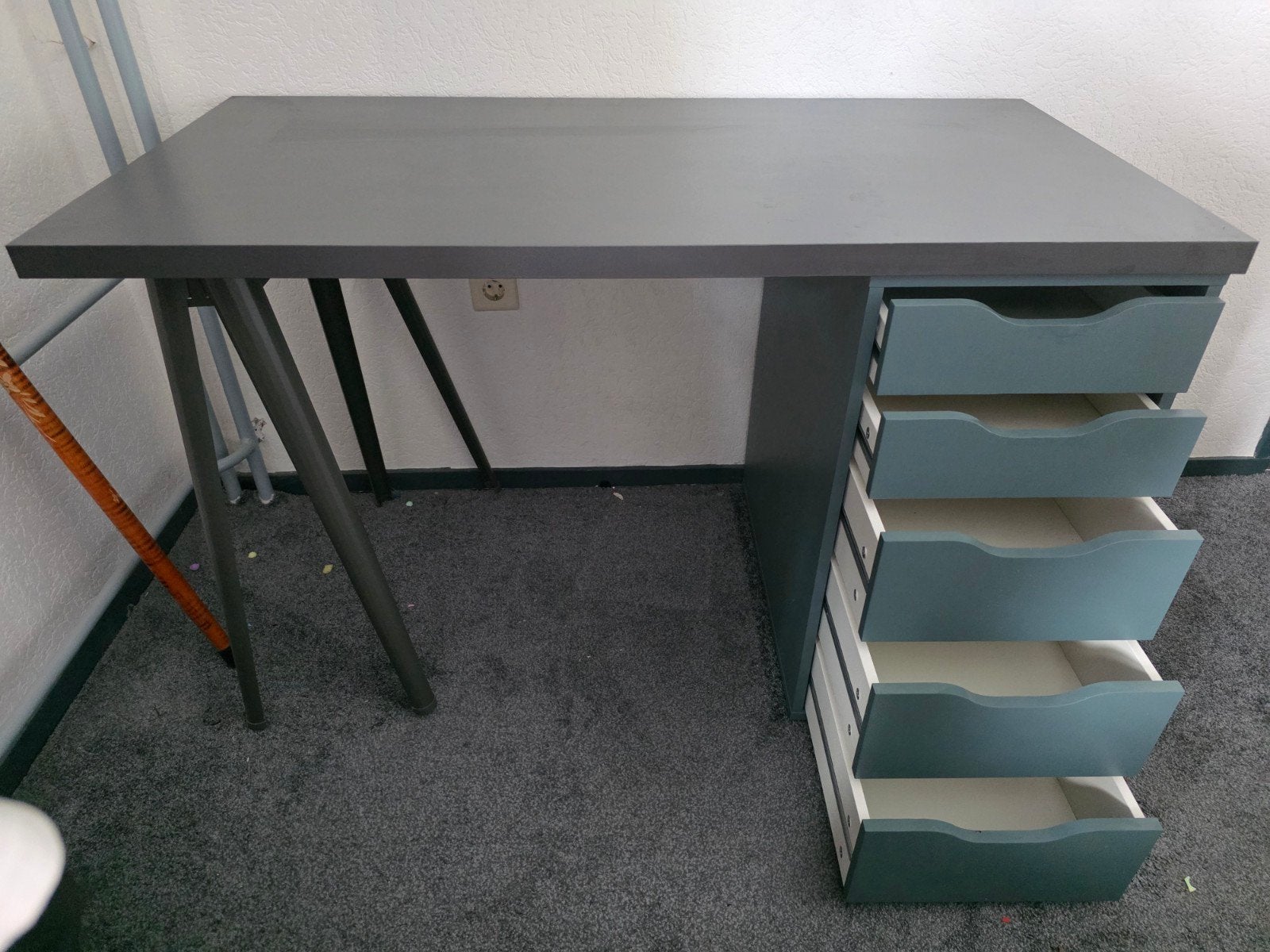 Bureau ikea, Ophalen, Groen, Met lades, Schoolbureau