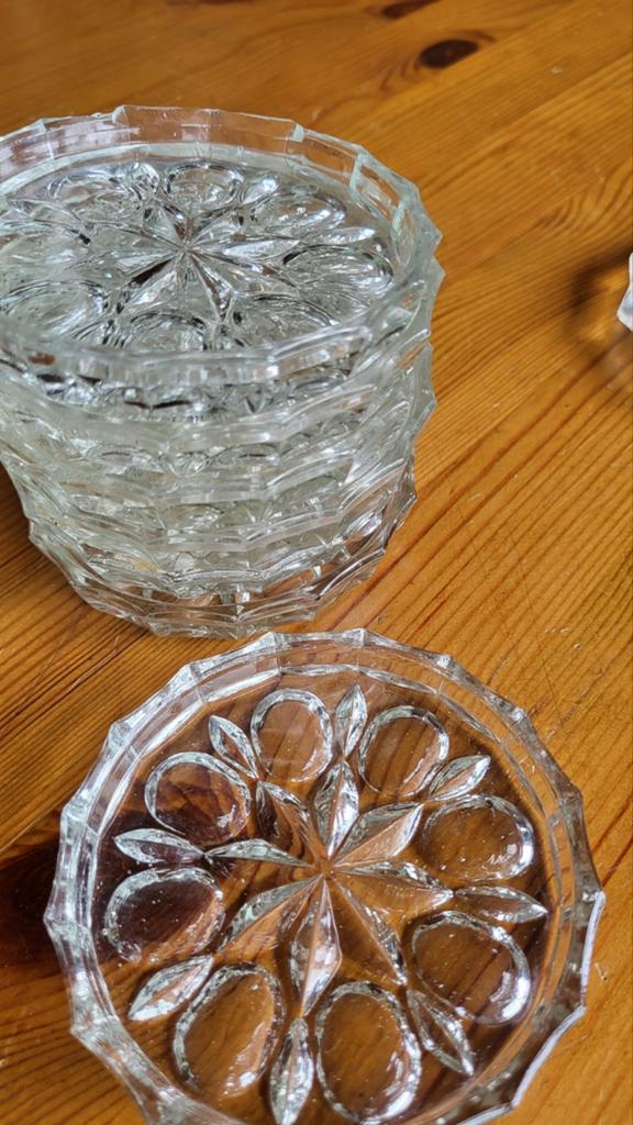 Vintage Glazen onderzetters 19 stuks, Antiek en Kunst, Antiek | Glas en Kristal, Ophalen