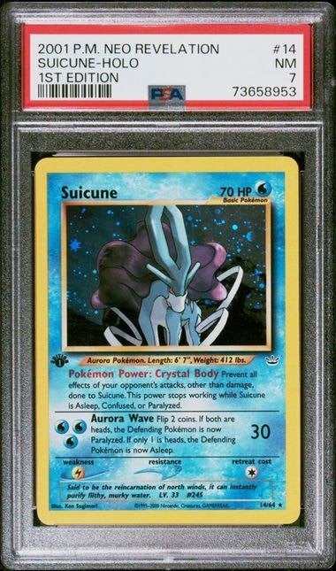14/64 suicune neo revelation 1st psa 7, Ophalen of Verzenden, Zo goed als nieuw