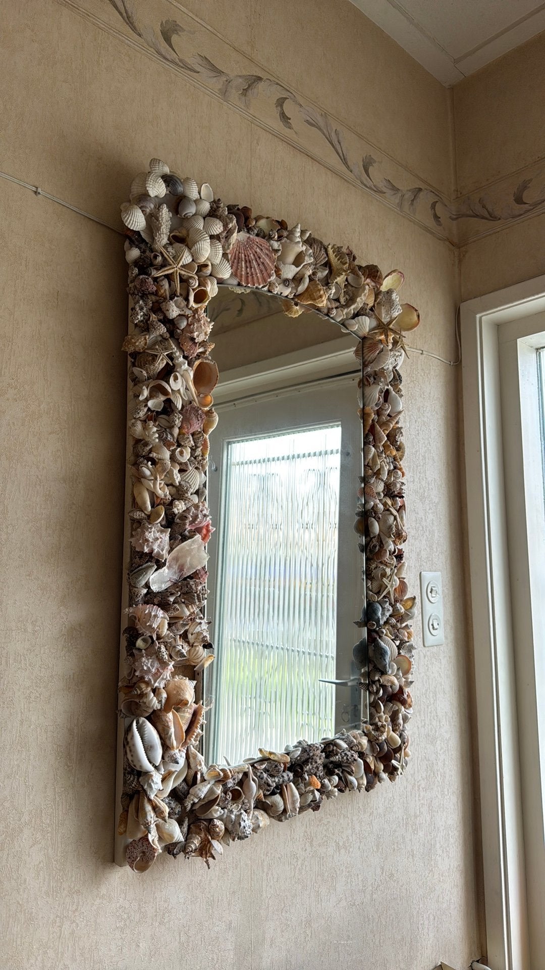 Schelpen Spiegel, handgemaakt., Huis en Inrichting, Ophalen, Gebruikt, 100 tot 150 cm, Overige vormen