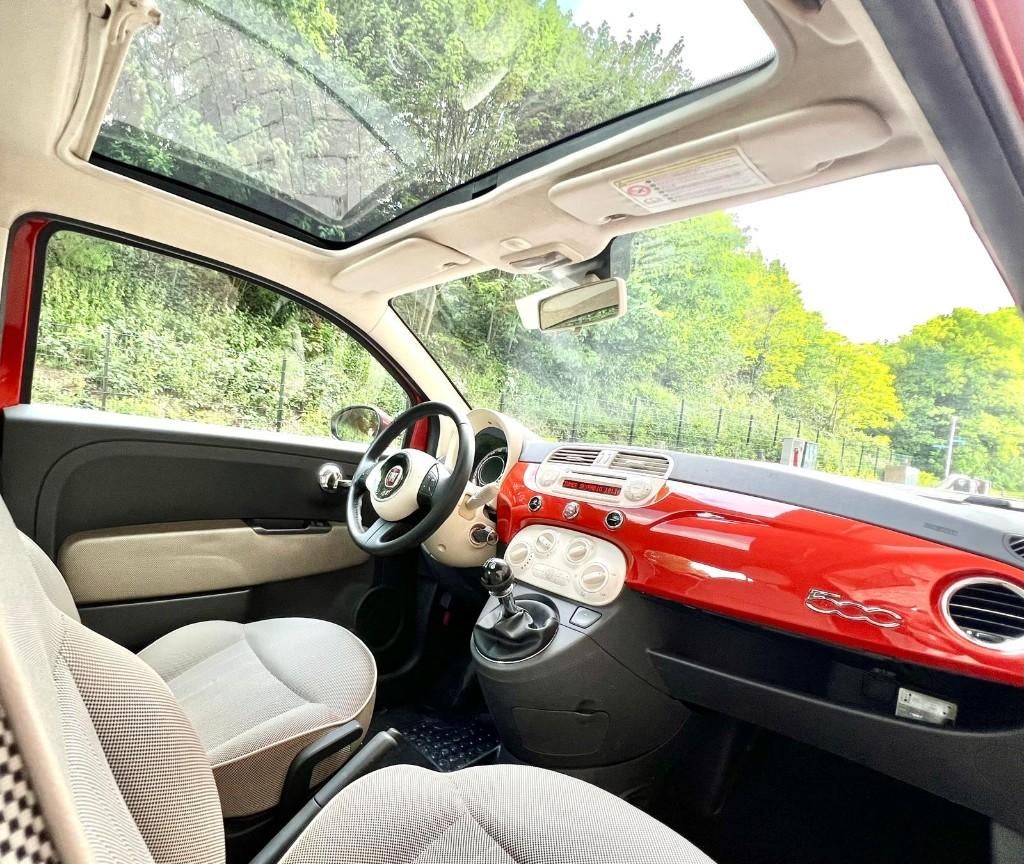 Fiat 500 1.2 Lounge C 2008 Rood Panorama Airco, Auto's, Voorwielaandrijving, Parkeersensor, Stof, 840 kg