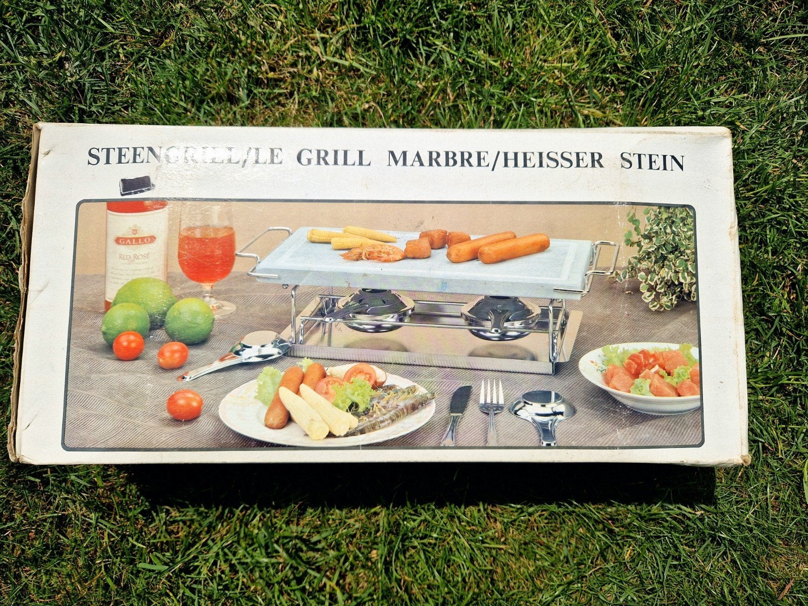 Warmhoudplaat / steen grill set met oliebranders, Ophalen, Zo goed als nieuw, Steengrill