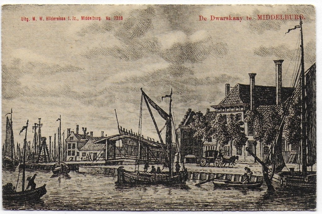 Middelburg De Dwarskaay Oude Ansichtkaart ( B4052 ), Ophalen of Verzenden, 1920 tot 1940, Ongelopen, Zeeland