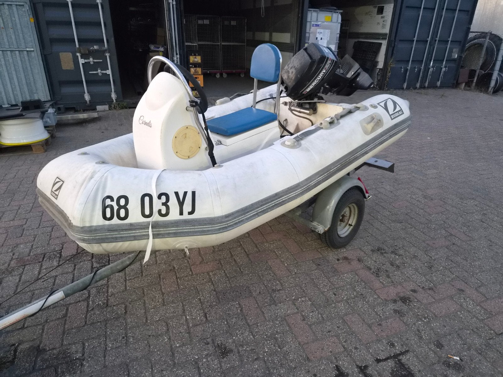 Zodiac YL 275 R met Mercury 15pk buitenboordmotor en trailer, Inclusief motor, Gebruikt, Zodiac, Ophalen